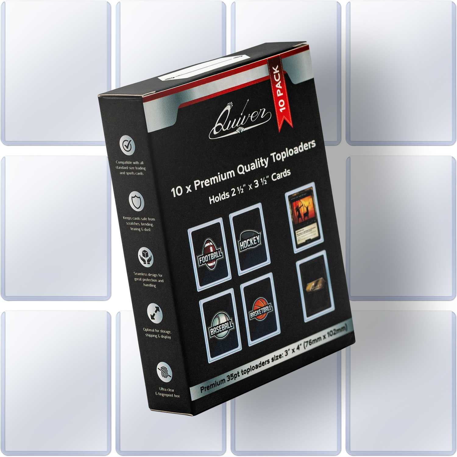 10 Count Top Loaders for Cards - Clear